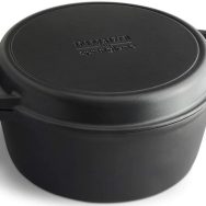 Cacerola de hierro fundido redonda con tapa grill